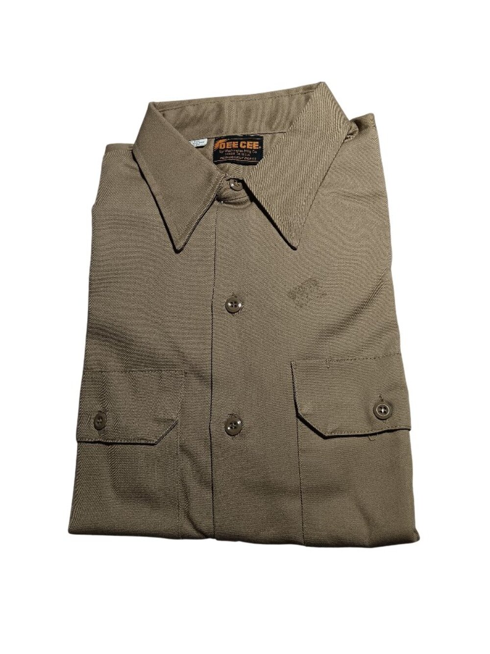 Vintage 1970's Work Shirt Medium Dee Cee Permanent Press Button-Up USA Mechanic